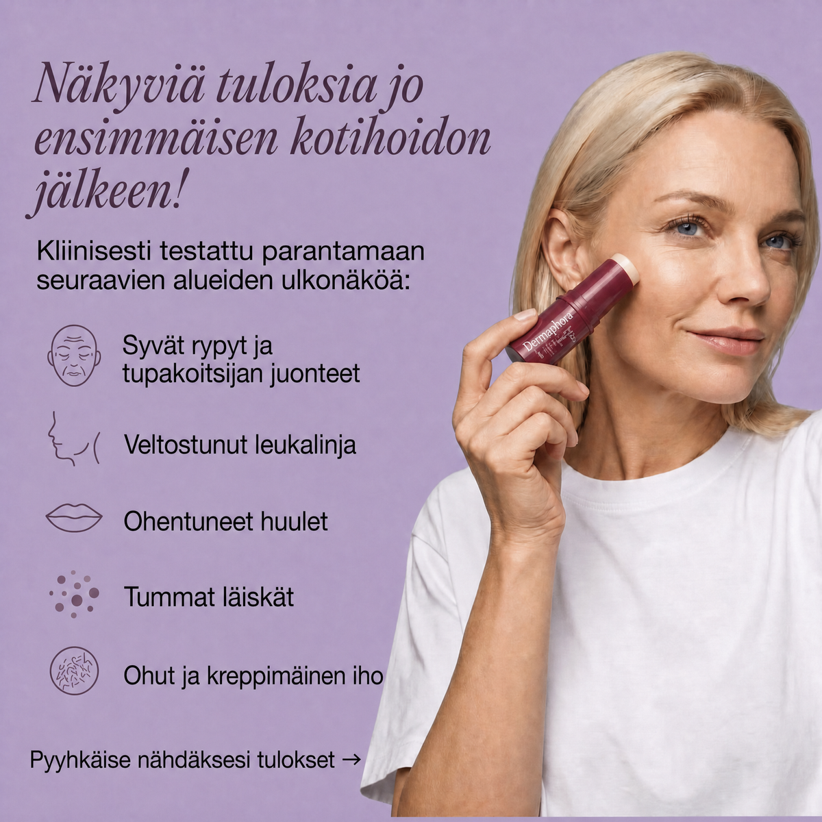 Anti-age-puikko kalsiumilla ja kollageenilla