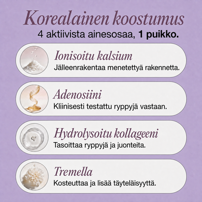 Anti-age-puikko kalsiumilla ja kollageenilla
